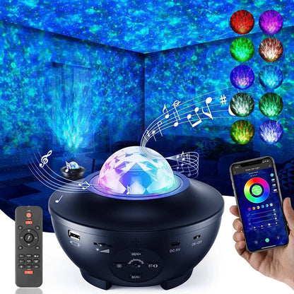 LED Galaxy Starry Night Light Projector – Ocean Star Sky Party Lamp with Smart App Control