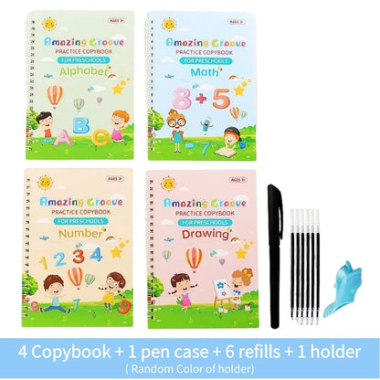 Magic Hand-Writing Practice Books Set (4 BOOKS+5 INK REFILL)