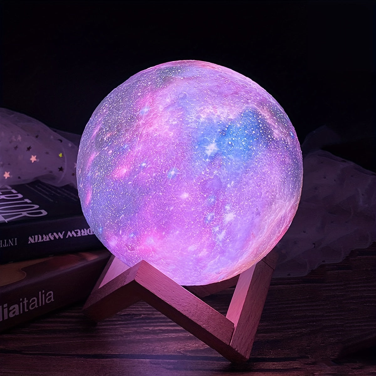 3D Galaxy Moon Lamp – Touch-Control Color-Changing Lunar Light