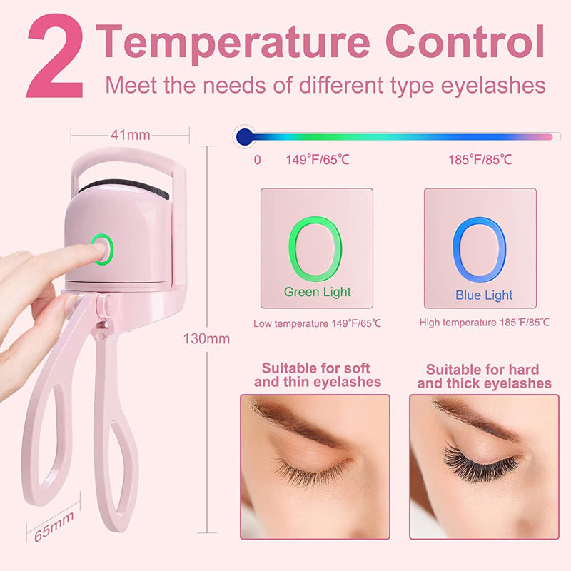 Portable Rechargeable Electric Heated Eyelash Curler - Long-Lasting Curls