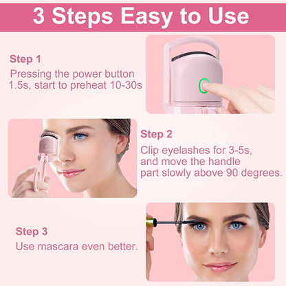 Portable Rechargeable Electric Heated Eyelash Curler - Long-Lasting Curls