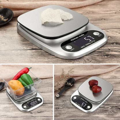 Digital Kitchen Food Scale – Stainless Steel Multifunction Diet & Postal Scale (22lbs/1g Precision)