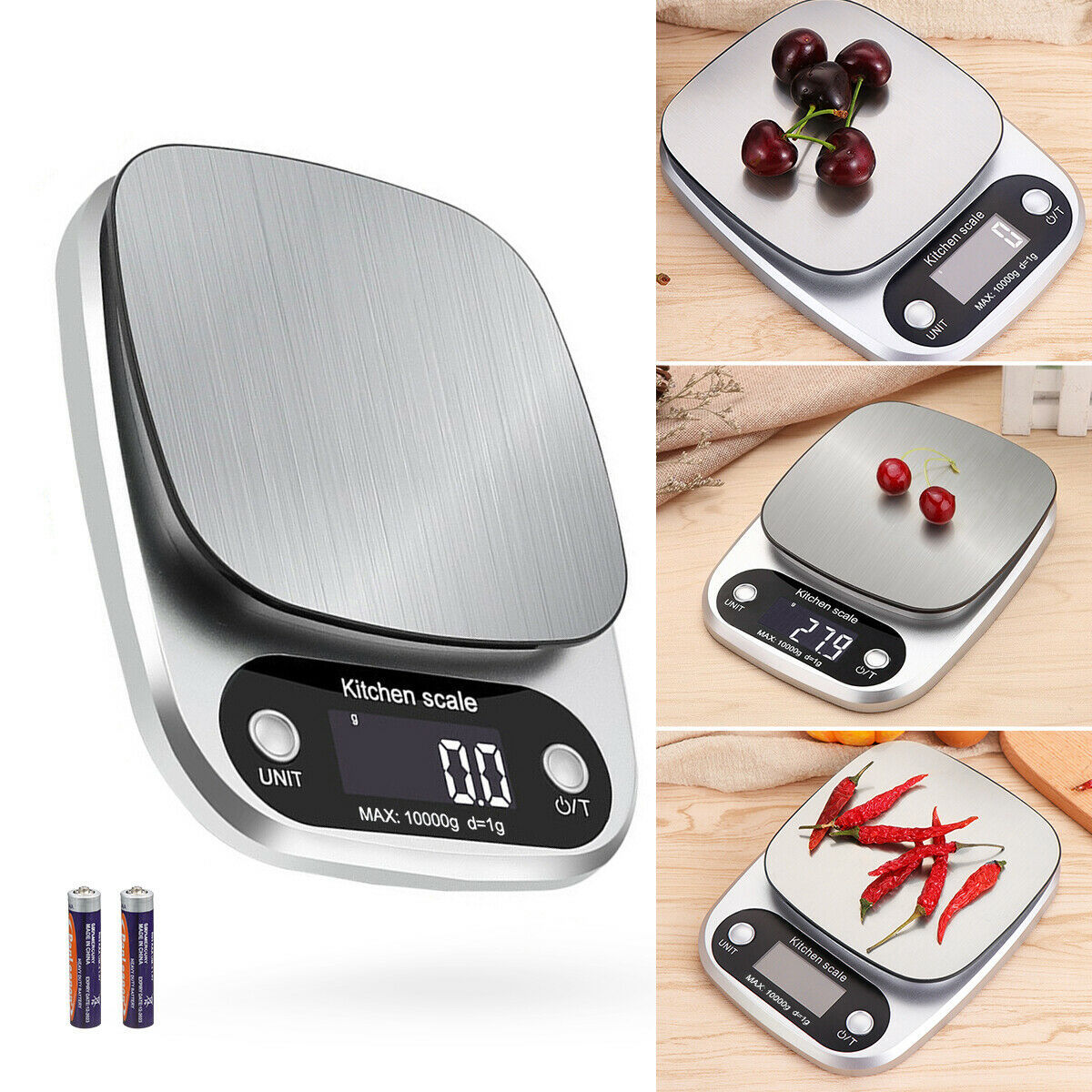 Digital Kitchen Food Scale – Stainless Steel Multifunction Diet & Postal Scale (22lbs/1g Precision)