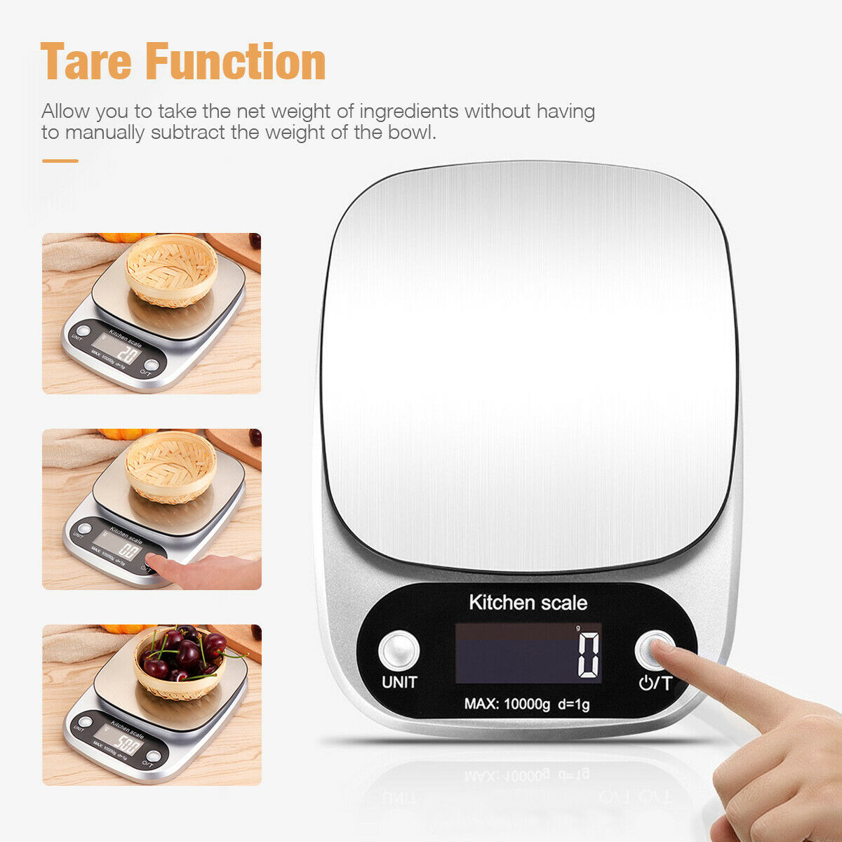 Digital Kitchen Food Scale – Stainless Steel Multifunction Diet & Postal Scale (22lbs/1g Precision)