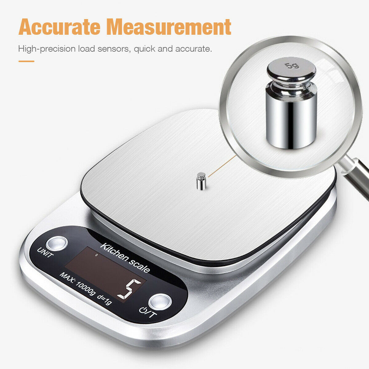 Digital Kitchen Food Scale – Stainless Steel Multifunction Diet & Postal Scale (22lbs/1g Precision)