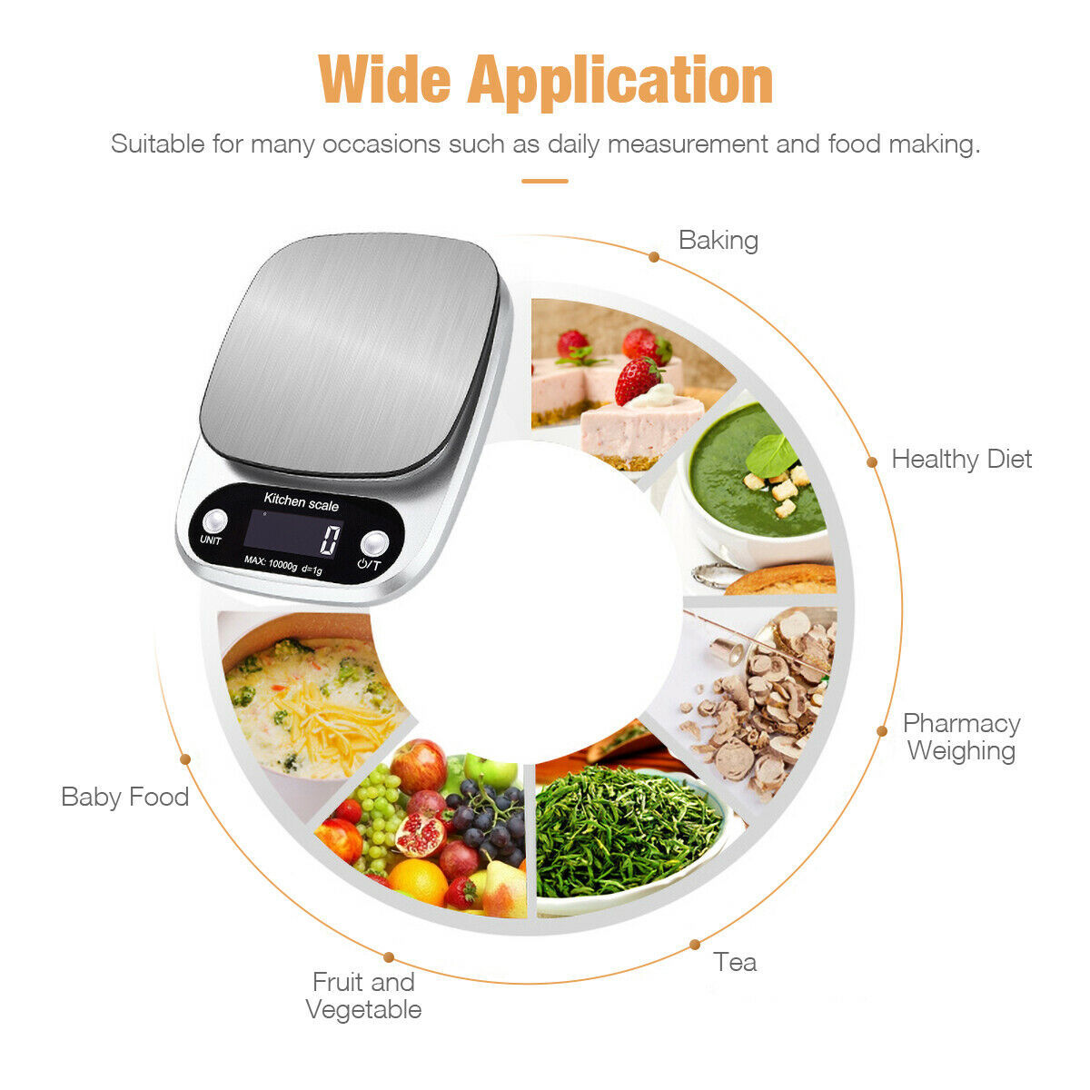 Digital Kitchen Food Scale – Stainless Steel Multifunction Diet & Postal Scale (22lbs/1g Precision)