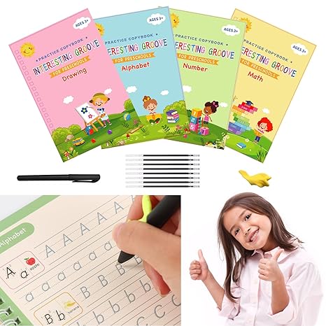 Magic Hand-Writing Practice Books Set (4 BOOKS+5 INK REFILL)