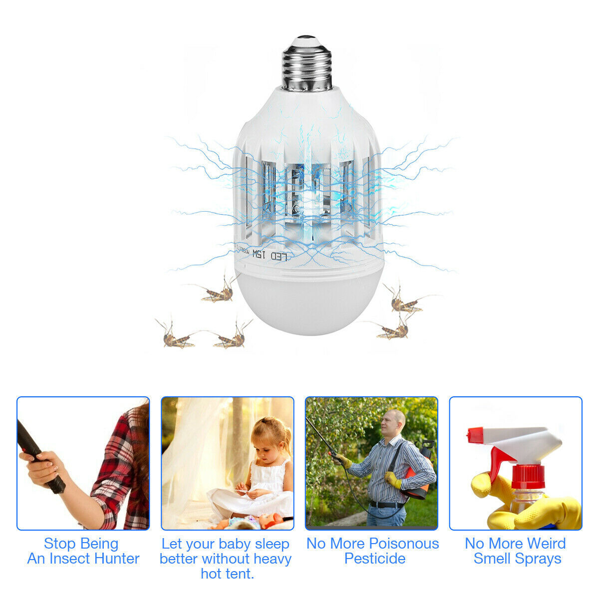 Bug Zapper Light Bulb – Indoor & Outdoor Mosquito and Fly Trap Killer