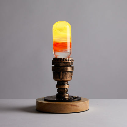 EP LIGHT Flame LED Bulb Table Lamp – Vintage Style Wooden Table Lamp for Living Room & Bedroom