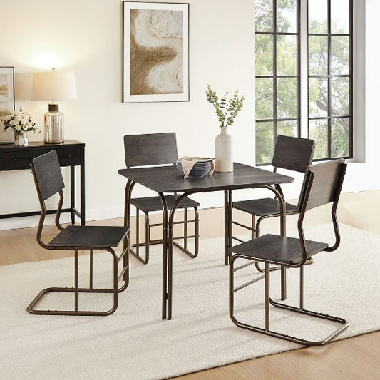 5-Piece Wood Dining Table & 4 Chairs Set - Modern Dining Furniture for Home, Kitchen, or Dining Room