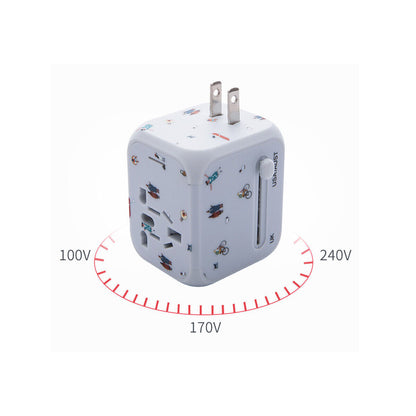 WorldWide Universal Outlet Travel Adapter – UK, EU, US, AU Multi-Plug Charger with 2 USB Ports