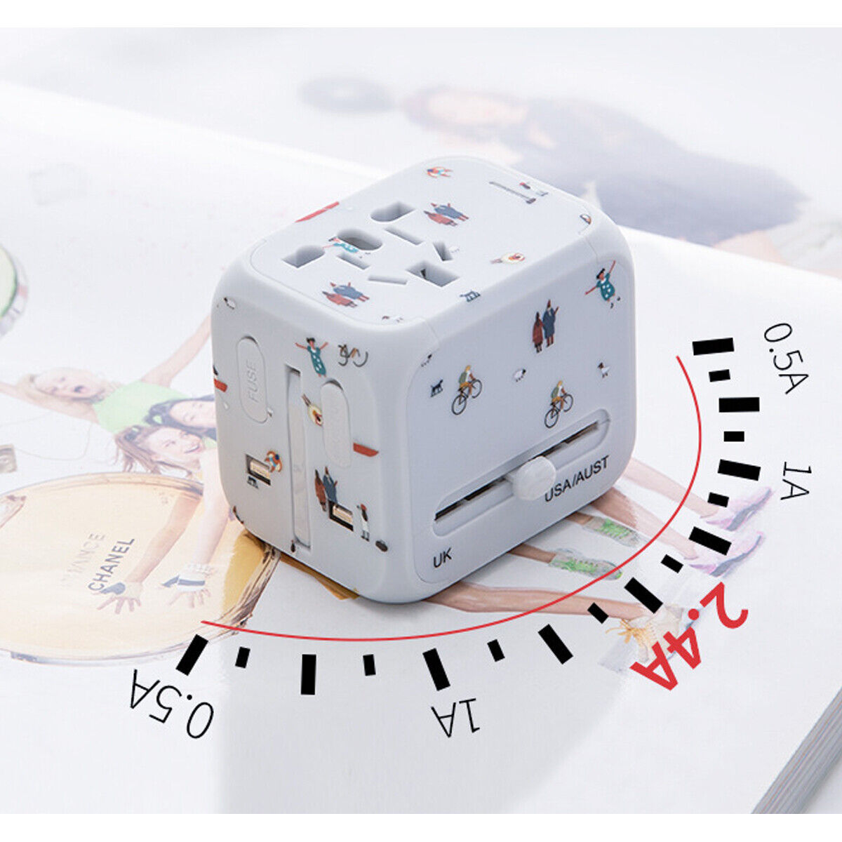 WorldWide Universal Outlet Travel Adapter – UK, EU, US, AU Multi-Plug Charger with 2 USB Ports