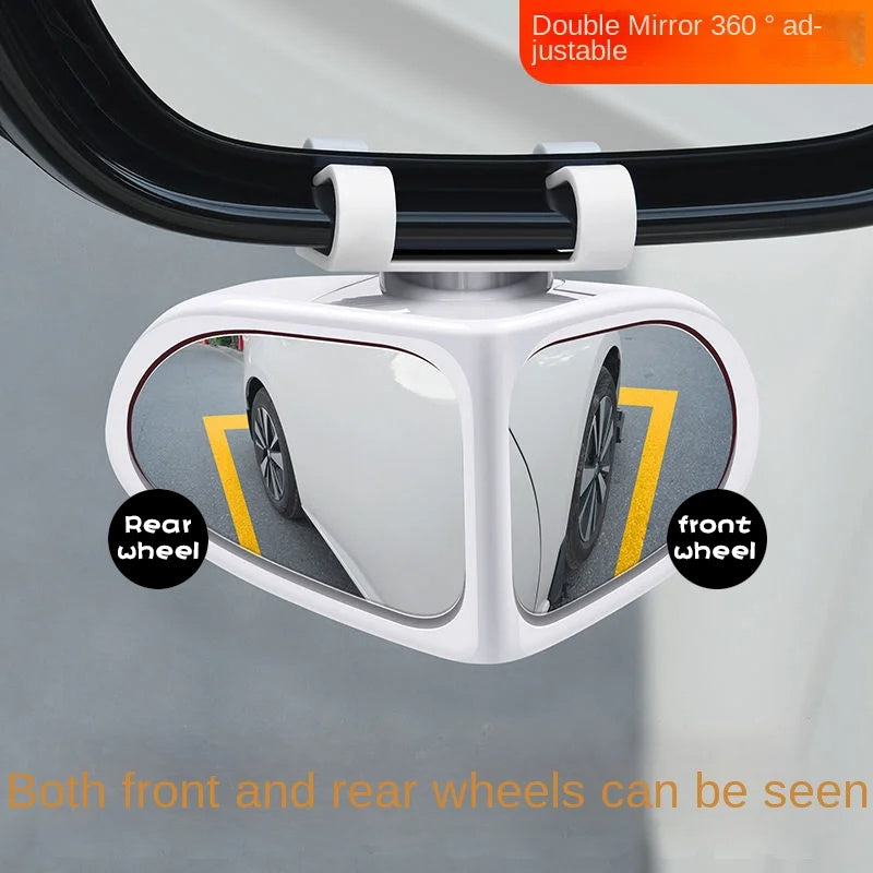 Car Reversing Small Round Mirror – 360° Adjustable Wide-Angle Auxiliary Rearview Mirror