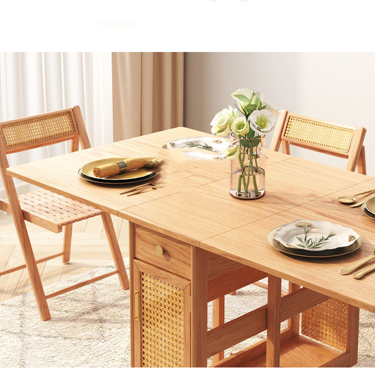 Home Multifunctional Rattan Log Folding Dining Table - Stylish & Versatile Dining Solution