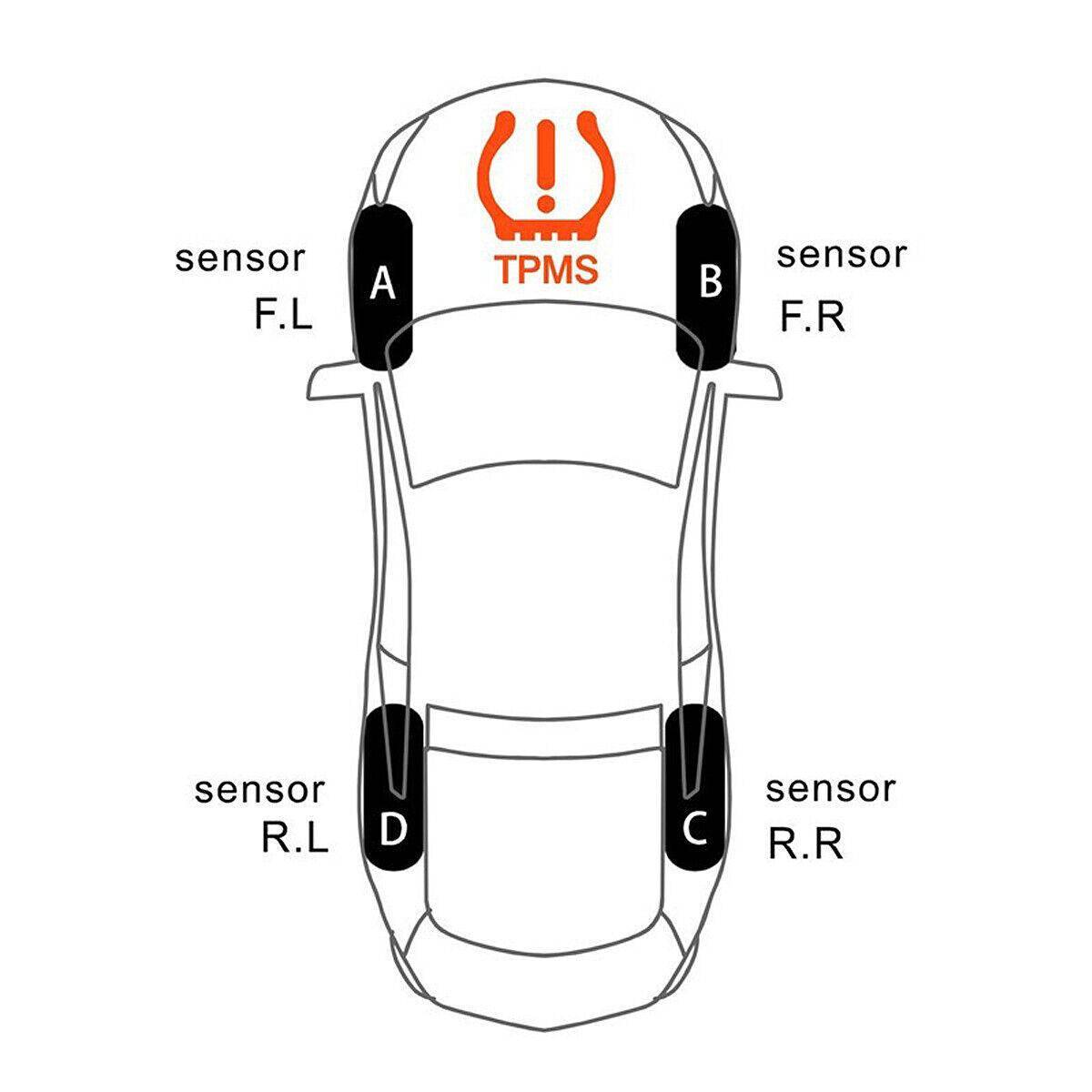 4-Sensor Solar Wireless TPMS Car Tire Pressure Monitoring System - External Sensors