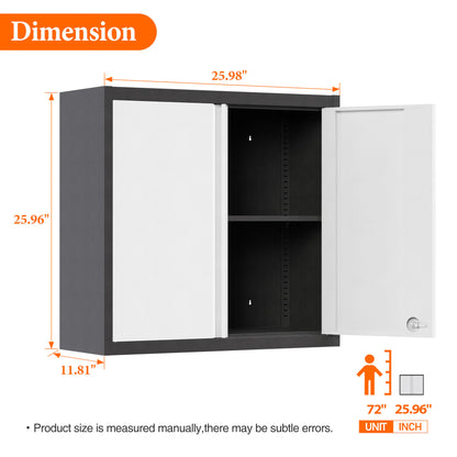 Metal Wall Cabinet for Storage with Lock - Wall-Mounted Steel Garage Cabinet with Adjustable Shelf