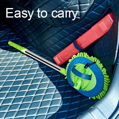 Telescopic Car Cleaning Brush Microfiber Mop Wash Kit - Scratch Free, 2x Brushes