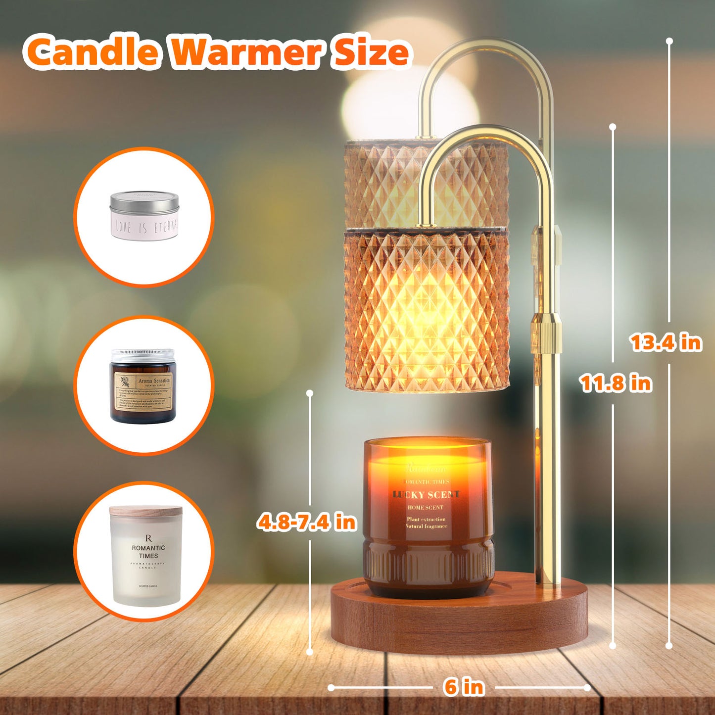 RAINBEAN Candle Warmer Lamp – Adjustable Electric Wax Warmer with Timer & Dimmer