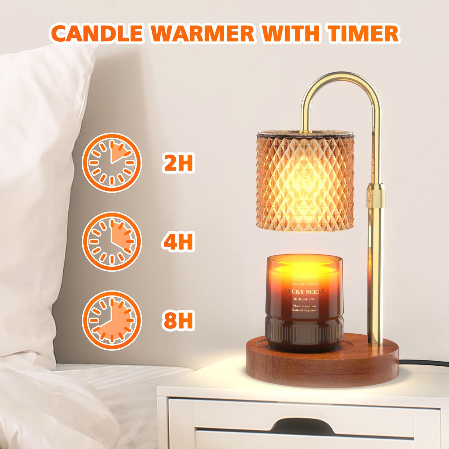 RAINBEAN Candle Warmer Lamp – Adjustable Electric Wax Warmer with Timer & Dimmer