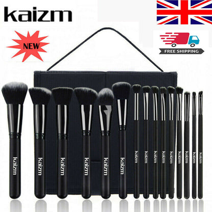 15pcs Black Makeup Brushes Set – Complete Beauty Kit with Bag for Foundation, Eyeliner, and Eyeshadow Application