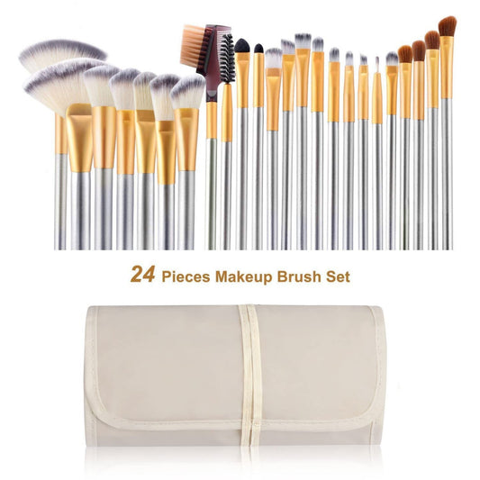 24 Pcs Professional Makeup Brush Set with Bag – Complete Brush Set for Flawless Application