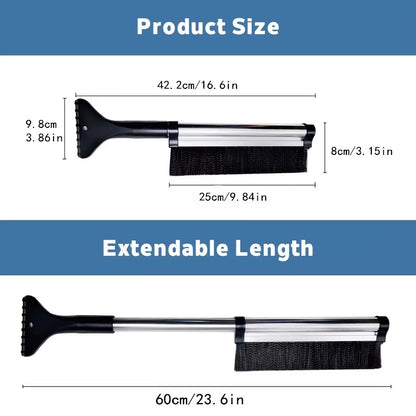 Car Windshield Wiper & Snow Removal Brush – Extendable Stainless Steel Snow Shovel Cleaning Tool