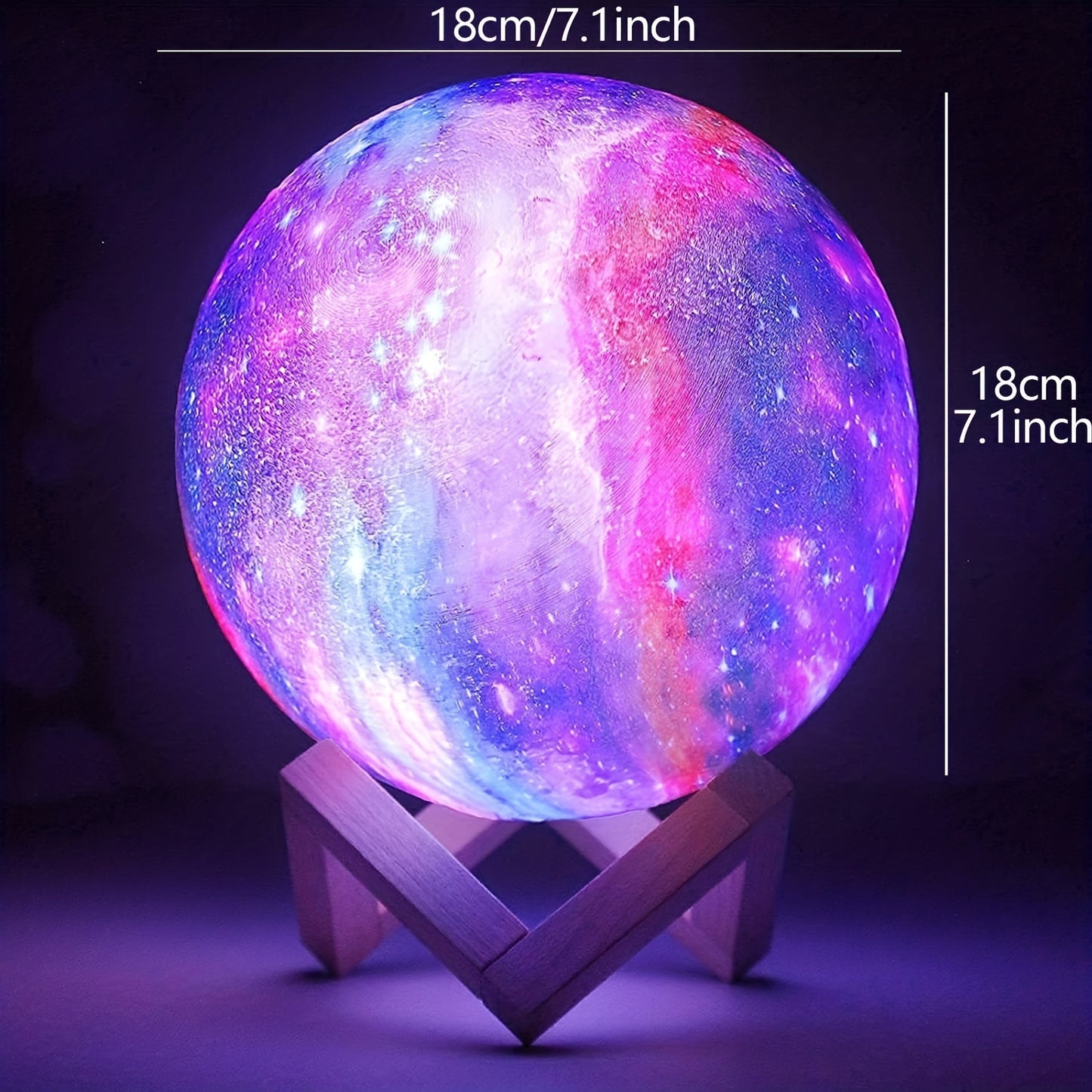 3D Galaxy Moon Lamp – Touch-Control Color-Changing Lunar Light