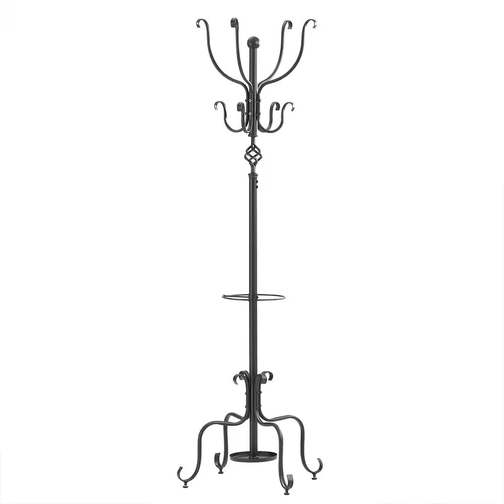 Freestanding Metal Coat & Hat Rack with Umbrella Holder - Stylish Clothes Hanger for Home & Office