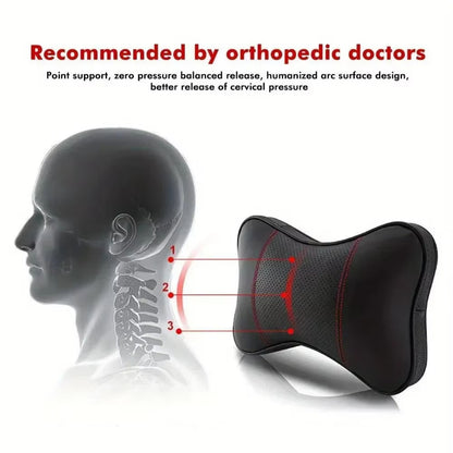 Atmungsaktive Autokopfstütze aus Leder – Bequemes Nackenstützpolster mit einstellbarer Elastizität