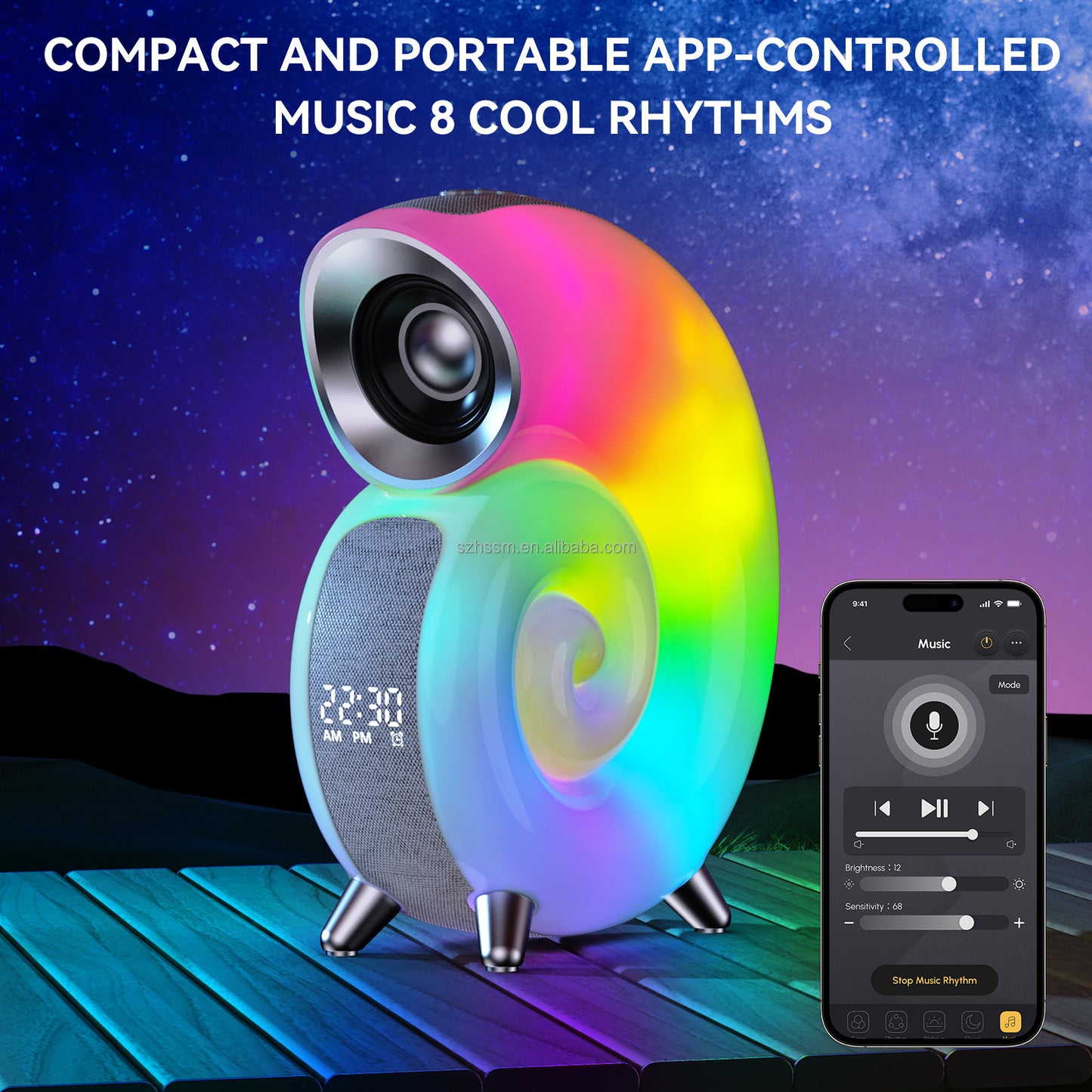 Conch Smart RGB Atmosphere Light Bluetooth-Lautsprecher – Wecker, Wecklampe und weißes Rauschen