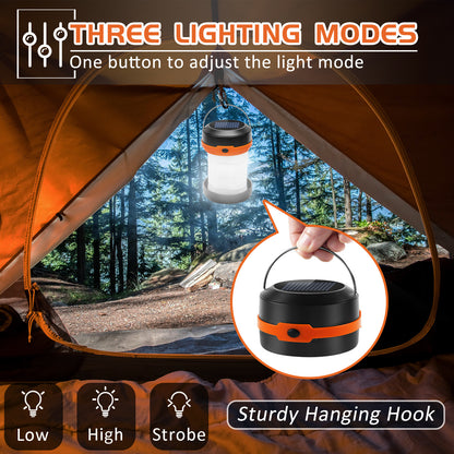 Wanjo Collapsible LED Solar Camping Lights – Rechargeable Portable Lantern with Multifunctional Whistle for Camping, Travel & Fishing