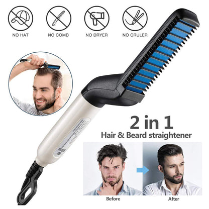 Elektrische Haarglätterbürste – Schneller Bart- und Haarglätter-Styler für Männer 