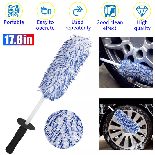 Car Wash Super Brush – Premium Microfiber Wheel Cleaner, Non-Slip Soft Handle for Car Spokes