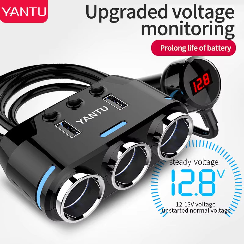 12V USB Waterproof Car Charger Socket with LED Voltmeter – Dual USB Ports for Car