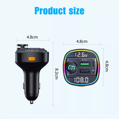 Bluetooth 5.0 Auto-FM-Transmitter-Adapter mit USB-PD-Ladegerät und AUX – Freihändiger Audio-Receiver mit Rauschunterdrückung fürs Auto