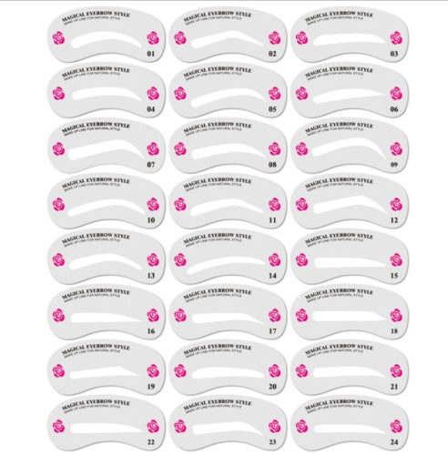 Eyebrow Stamp Stencil Kit – 24-teiliges wiederverwendbares Augenbrauen-Formungsset für langanhaltende Definition