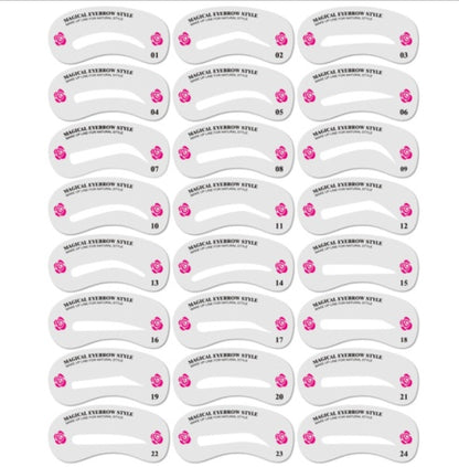 Eyebrow Stamp Stencil Kit – 24-teiliges wiederverwendbares Augenbrauen-Formungsset für langanhaltende Definition