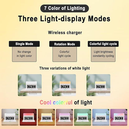 Digitaler LED-Wecker mit schneller kabelloser Ladestation – USB-Anschluss, abnehmbares tragbares Nachtlicht fürs Schlafzimmer