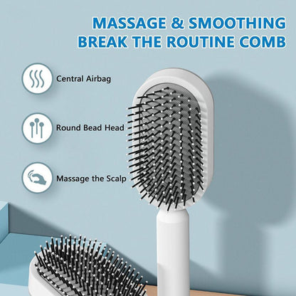 Self-Cleaning Hair Brush for Women – 3D Air Cushion Massager Comb for Scalp Massage & Hair Growth