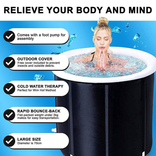 Portable Ice Bath Tub for Athletes – Cold Water Therapy & Hot Tub Folding Bathtub