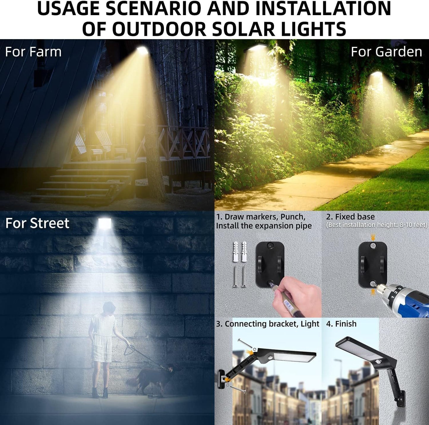 2 Pack Outdoor Solar Flood Lights – 48 LED Motion Sensor Security Light with 3 Modes