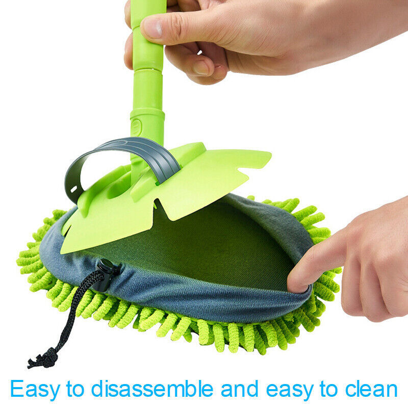 Telescopic Car Cleaning Brush Microfiber Mop Wash Kit - Scratch Free, 2x Brushes