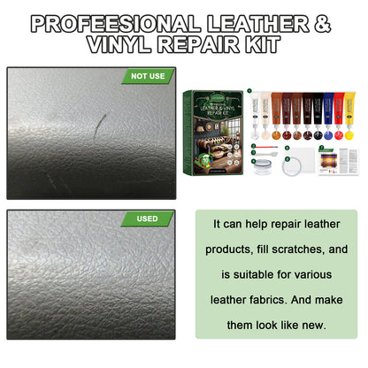 Leather Repair Kit for Furniture – Brown Leather Vinyl Repair Kit, Color Restorer for Couches & Car Seats