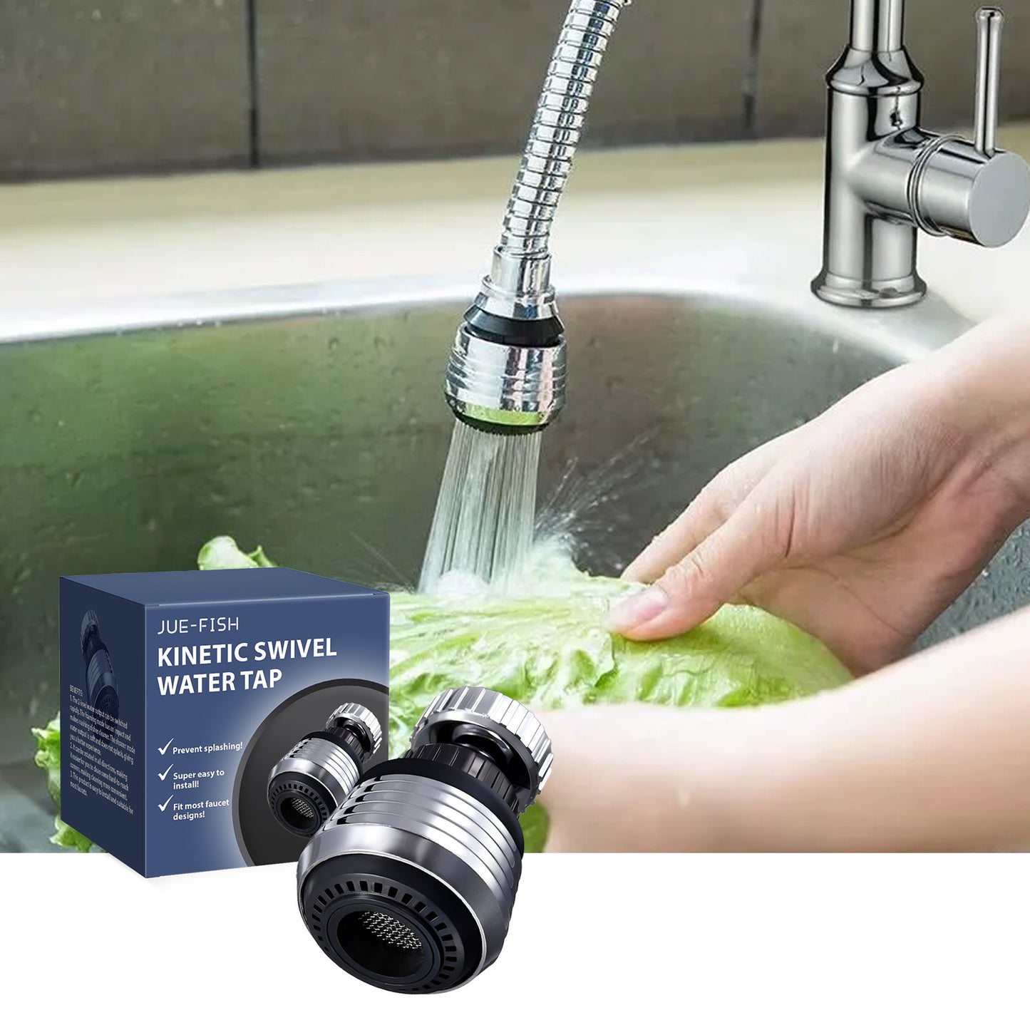 360° Rotating Kitchen Faucet Bubbler – Water-Saving Pressure Filter Tap with Shower Head