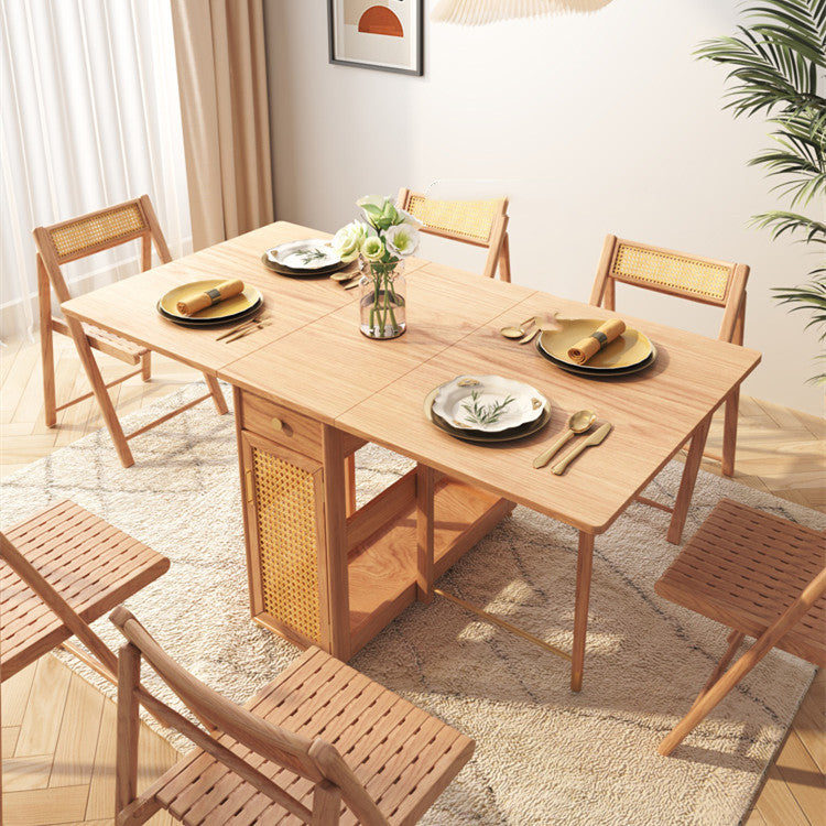 Home Multifunctional Rattan Log Folding Dining Table - Stylish & Versatile Dining Solution