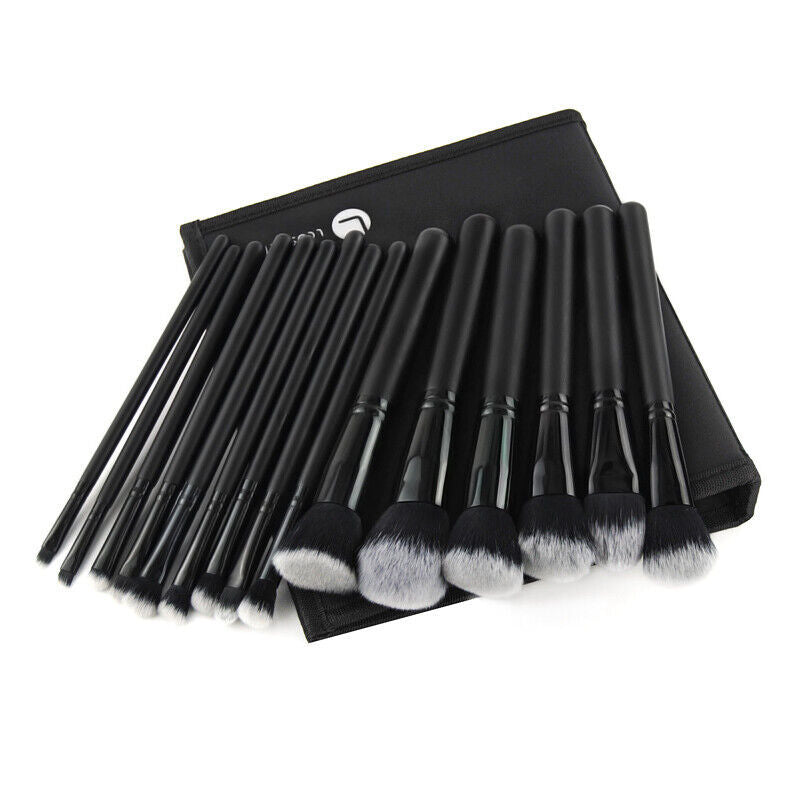 15pcs Black Makeup Brushes Set – Complete Beauty Kit with Bag for Foundation, Eyeliner, and Eyeshadow Application