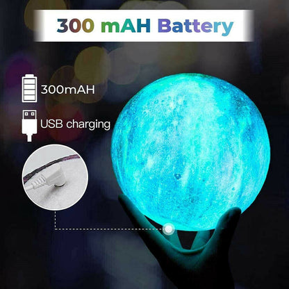 3D Galaxy Moon Lamp – Touch-Control Color-Changing Lunar Light