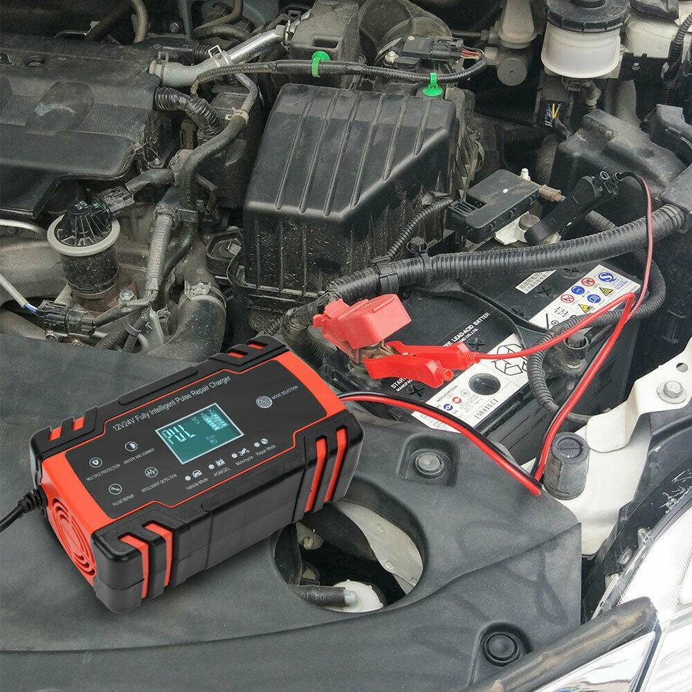 12V-24V Car Battery Charger Trickle Smart Pulse Repair for Boat, Caravan & Motorcycle