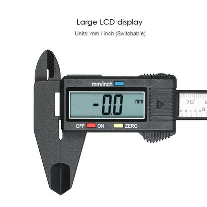 Digitaler Messschieber aus Kohlefaser – Elektronisches Mikrometermessgerät mit LCD-Anzeige 6"/150 mm