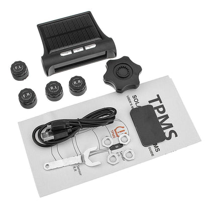 4-Sensor Solar Wireless TPMS Car Tire Pressure Monitoring System - External Sensors